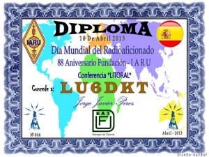 Diploma Dia Mundial del Radio Aficionado