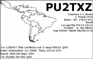 qsl pu2txz